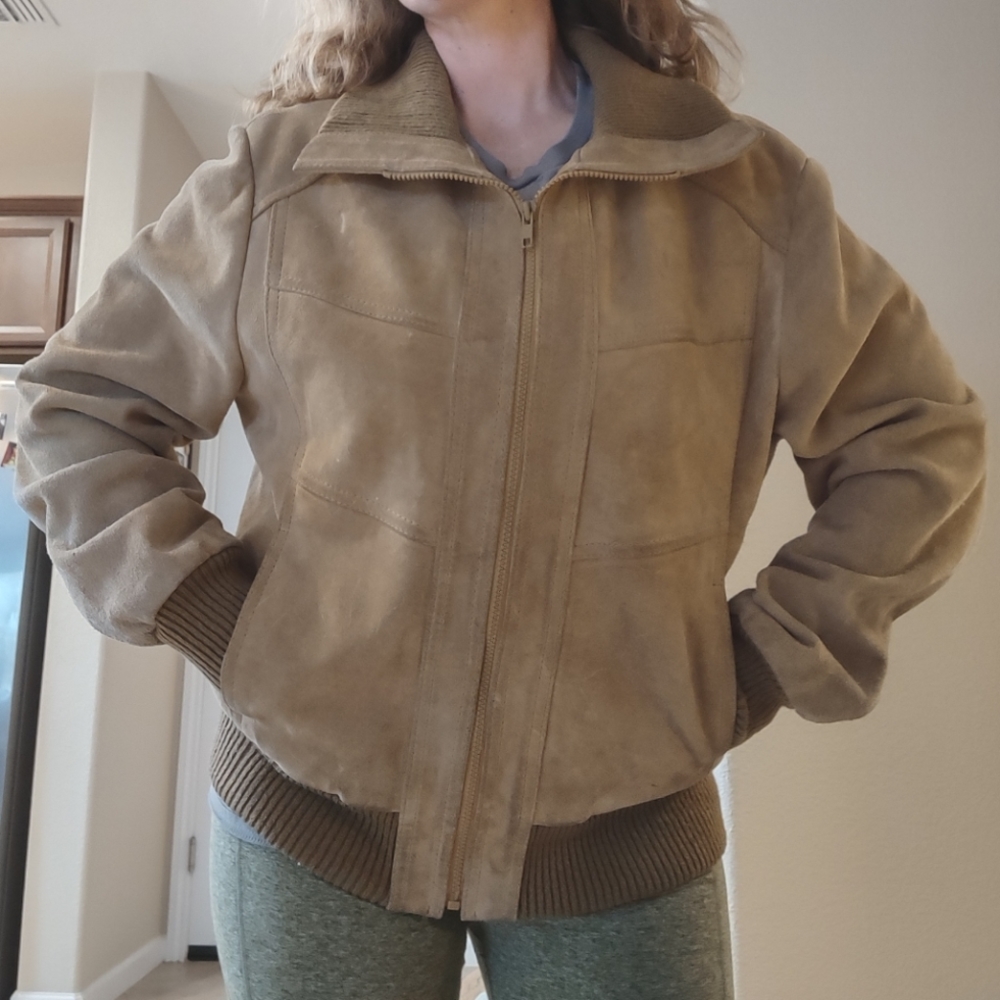 Tan Leather jacket, men's large